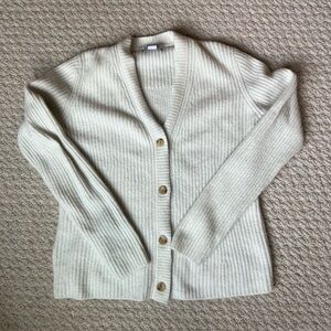 Athleta Cream Ribbed Cardigan Sweater - L